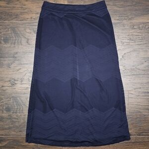 SOHO Apparel Ltd Womens Large Navy Blue Casual Maxi Skirt Long Lined Chevron‎